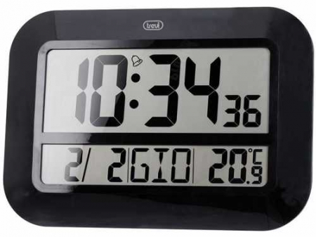 Ceas de perete digital OM 3540 D, 46cm, temperatura, calendar, negru, Trevi [0]