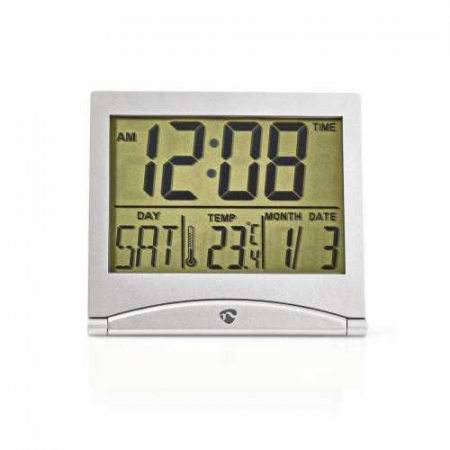 Ceas desteptator digital pentru calatorie Nedis, data/temperatura, argintiu [0]