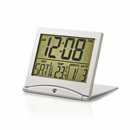 Ceas desteptator digital pentru calatorie Nedis, data/temperatura, argintiu [4]