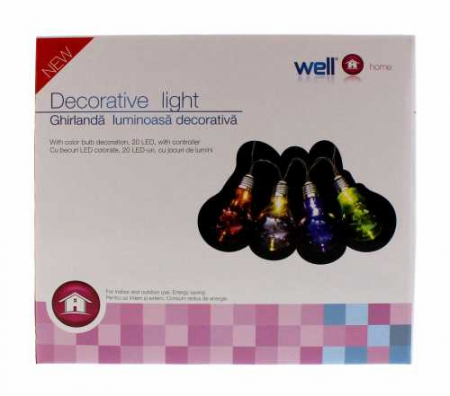 Ghirlanda luminoasa decorativa 20 LED-uri multicolore cu jocuri de lumini cablu transparent, WELL [1]