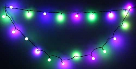 Ghirlanda luminoasa decorativa cu sfere 20 LED-uri multicolor culoare cablu verde, WELL [0]