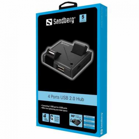 Hub USB 2.0 Sandberg 133-67, 4 porturi, negru [1]