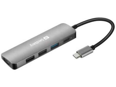 HUB USB-C - HDMI+3xUSB+PD Sandberg 136-32, 100W [0]