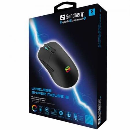 Mouse Gaming Wireless Sandberg 640-21 Sniper 2, 2400dpi, USB, iluminat [4]