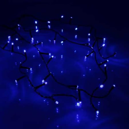 Perdea 100 LED-uri albastre cu jocuri de lumini cablu negru WELL [0]