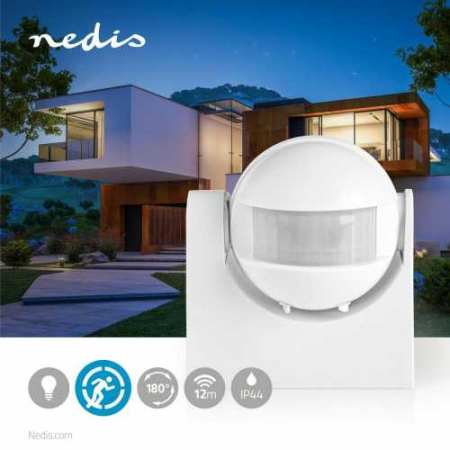 Senzor de miscare infrarosu pentru exterior Nedis, setare timp si lumina ambientala, 3 fire [1]