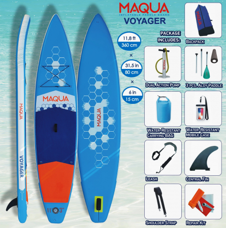 Set placa Paddelboard SUP, surf gonflabila Voyager, 360 cm x 80 cm x 15 cm MAQUA [2]