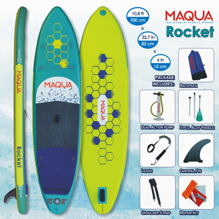 Set placa Paddelboard SUP, surf gonflabila Rocket, 330 cm x 83cm x 15cm MAQUA [1]