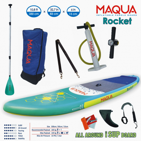Set placa Paddelboard SUP, surf gonflabila Rocket, 330 cm x 83cm x 15cm MAQUA [2]
