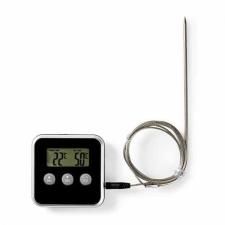 Termometru digital pentru carne Nedis, 0 - 250 °C, cronometru, negru [4]