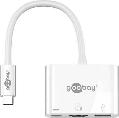 Adaptor multiport USB-C la USB-C, HDMI, USB A 3.0 0.15m alb, Goobay