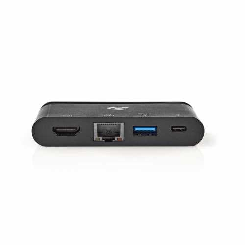 Adaptor USB-C - HDMI, USB3.0, Gigabit Ethernet, USB-C PD 100W negru Nedis