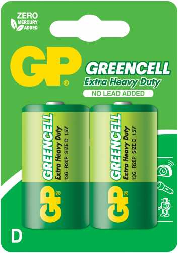 Baterie zinc Greencell GP R20 (D) 2 buc blister