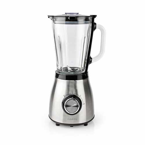 Blender Nedis, 800W, 1.5L, recipient din sticla, argintiu negru