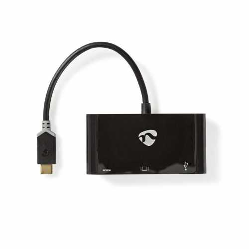 Cablu adaptor USB-C tata - USB-C mama +USB A mama + VGA mama 0.2m antracit, Nedis