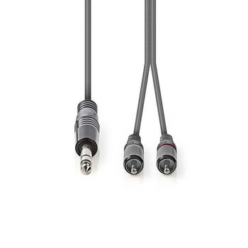 Cablu audio stereo 6.35mm tata - 2x RCA tata 1.5m, gri