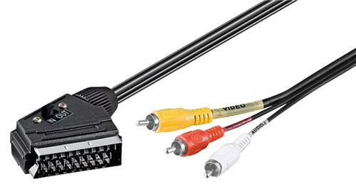 Cablu audio video SCART tata - 3 x RCA tata ,2.0m Goobay