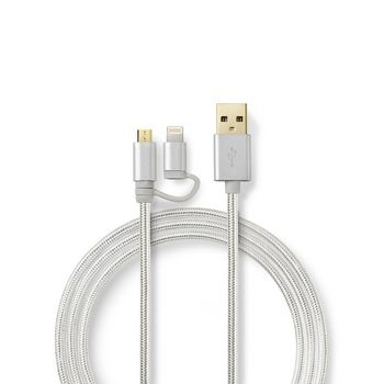 Cablu de alimentare si sincronizare 2 in 1, Micro USB si Apple Lightning 1m, NEDIS