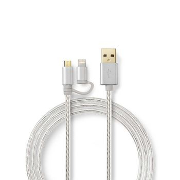 Cablu de alimentare si sincronizare 2 in 1, Micro USB si Apple Lightning 2m, NEDIS