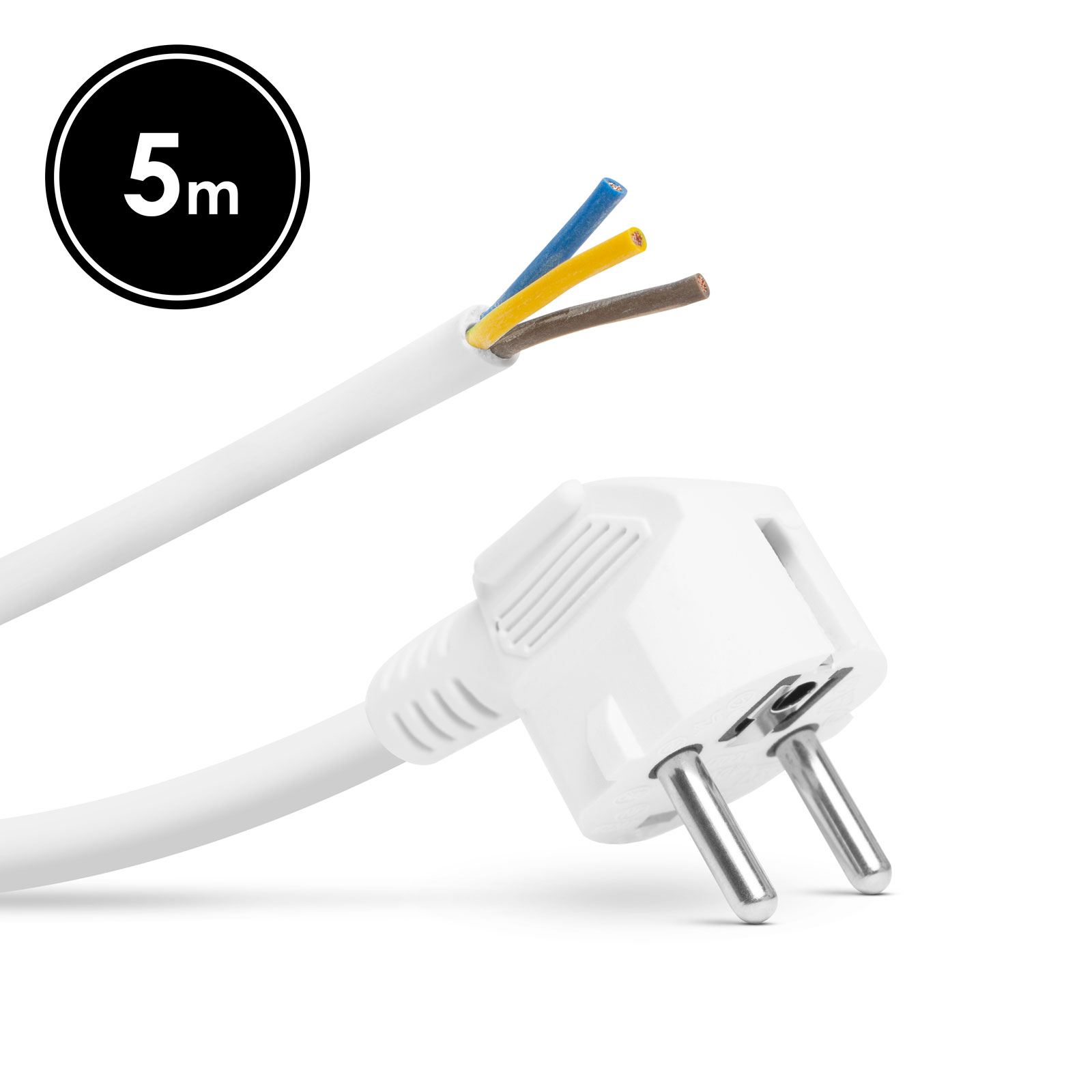 Cablu de retea montabil, de 5 metri - 3 x 1,5 mm ? - alb