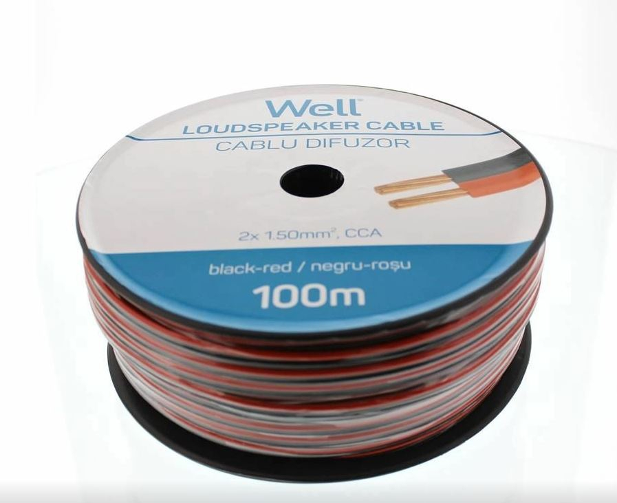 Cablu difuzor rosu negru 2X1.50mmp, 100m