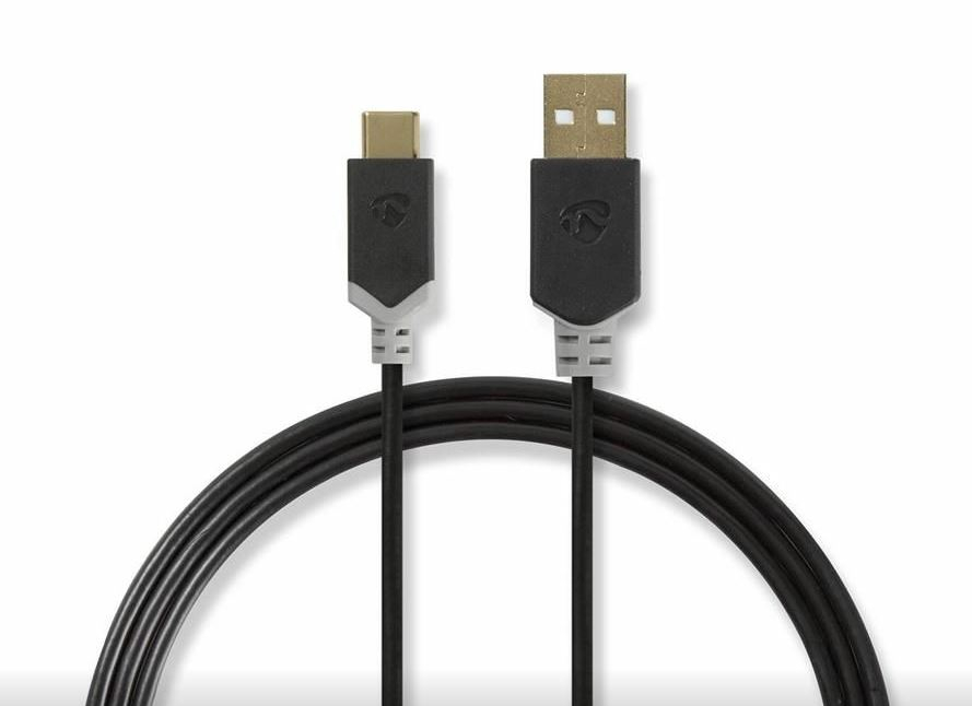 Cablu USB 2.0 A tata - USB-C, 1m, antracit, Nedis