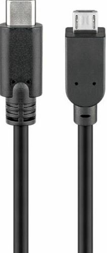 Cablu USB-C - USB2.0 micro USB, 1m, negru, Goobay