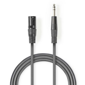 Cablu XLR stereo Nedis XLR 3pini tata - 6.5 mm tata 3m gri