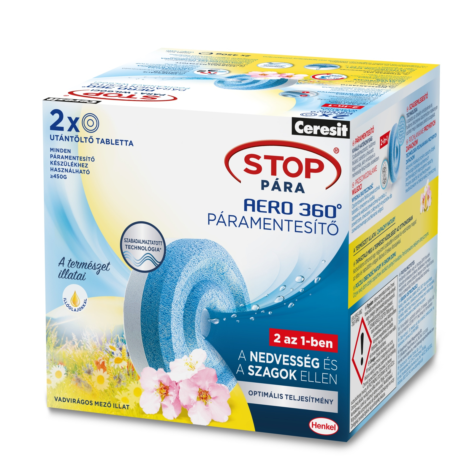 Henkel - Tableta Ceresit Stop pentru reumplerea aparatului de dezumidificare - aroma , Flori salbatice, - 2 x 450 g