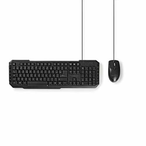 Kit tastatura si mouse cu fir Nedis, 800 DPI Mouse, USB, taste BE