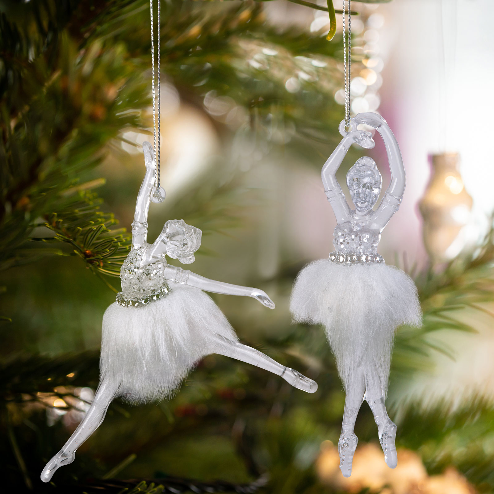 Ornament de Craciun - balerina acrilica - 14 x 4 x 4 cm - 2 buc pachet