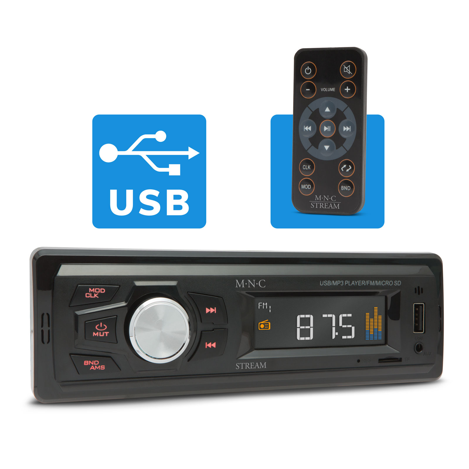 Player auto M.N.C Stream cu telecomanda (AUX USB SD MMC)