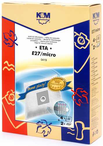 Sac aspirator ETA 419, sintetic, 4X saci + 2 filtre, KM