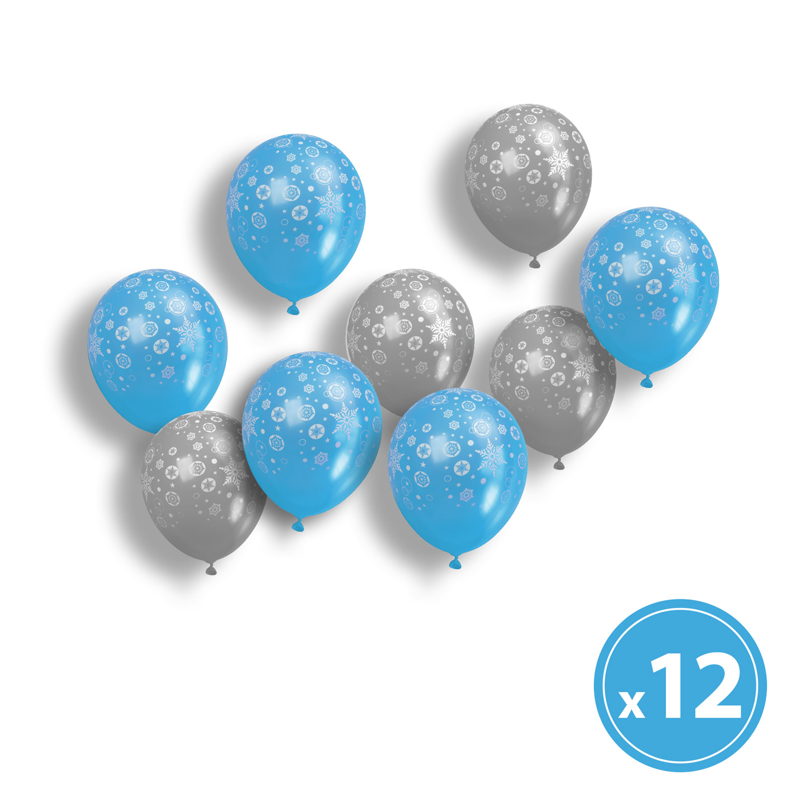 Set baloane - albastru, argintiu, cu motive de Craciun - 12 piese pachet