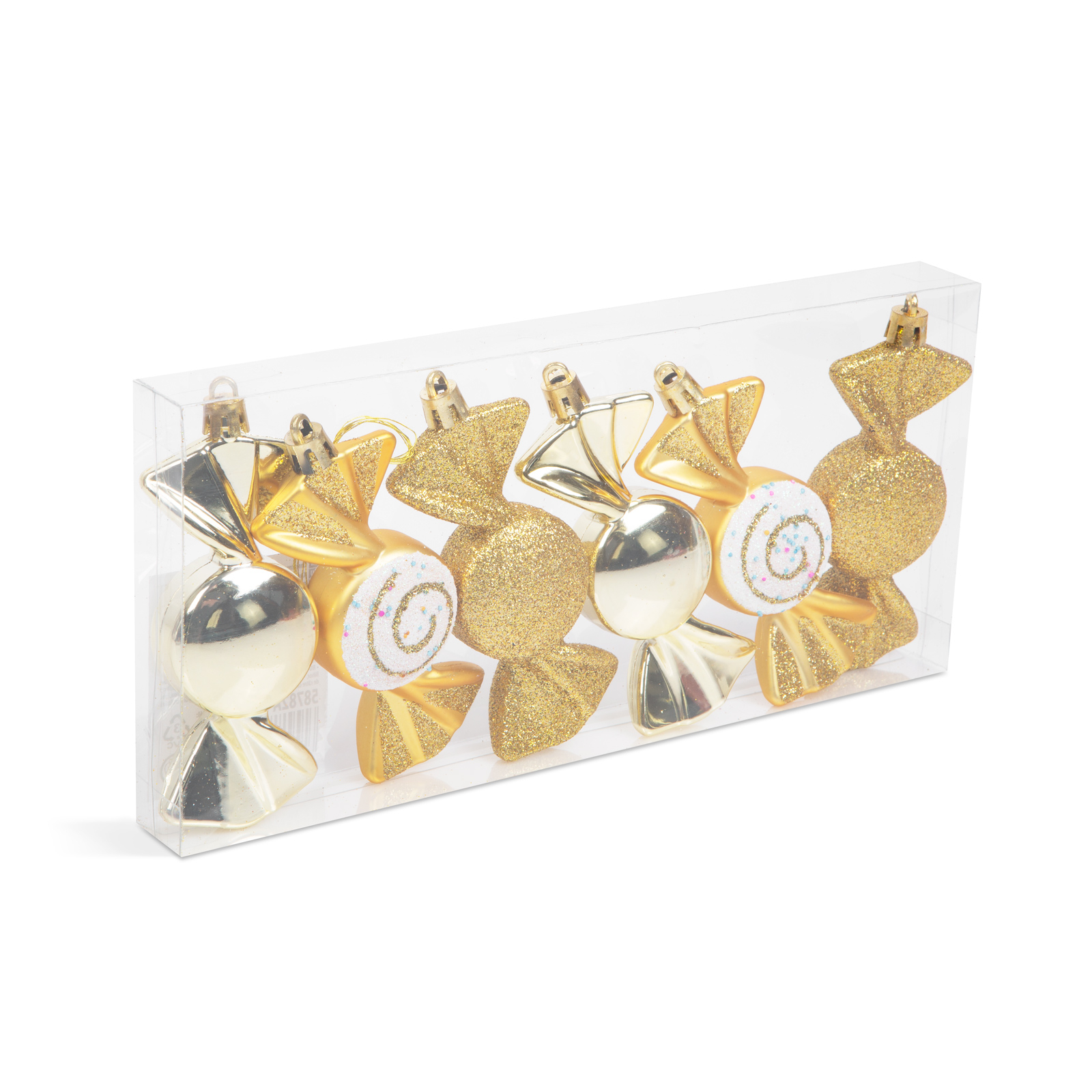 Set decor brad - bomboane aurii - 10 x 3,6 cm - 6 buc set