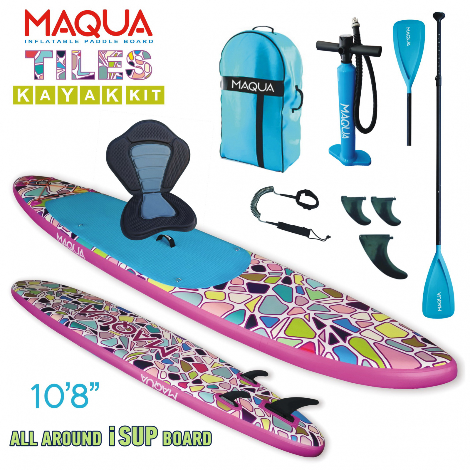 Set placa Paddleboard SUP, surf gonflabila Tiles Kayak Kit, 330 cm x 80 cm x 15 cm MAQUA