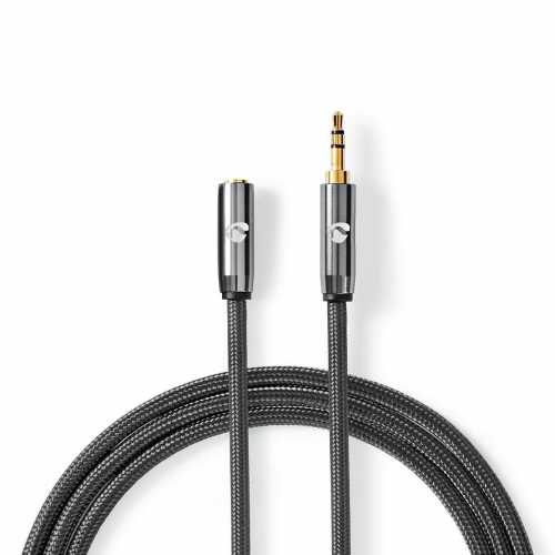 Stereo Audio Cable 3.5 mm Male - 3.5 mm Female Gun Metal Grey Braided Cable
