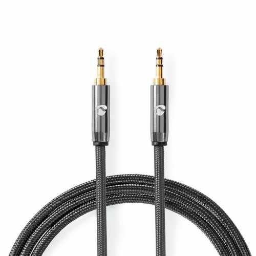 Stereo Audio Cable 3.5 mm Male - 3.5 mm Male Gun Metal Grey Braided Cable