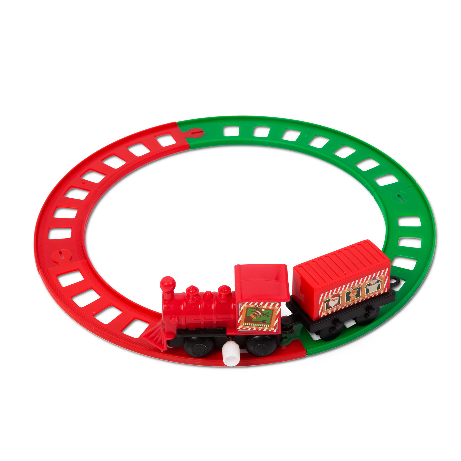 Tren de Craciun - cu cheita - rosu verde - 20 cm