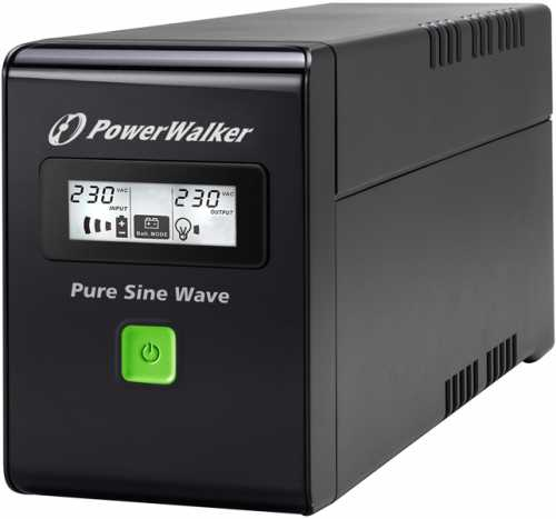UPS line interactiv, Pure Sine Wave, 600VA 360W, iesire 3x IEC, RJ-11 RJ45, baterie 12V 7Ah, Powerwalker