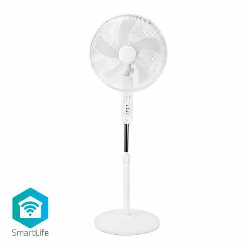 Ventilator cu picior Nedis, WiFi Smart, diametru 40cm, alb