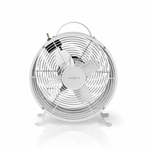 Ventilator de birou retro Nedis, diametru 25 cm, 2-viteze, alb