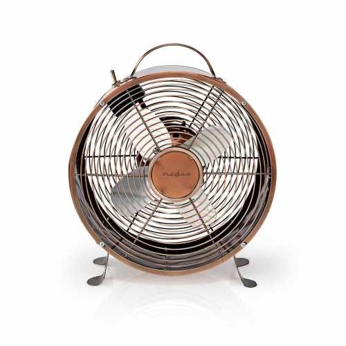 Ventilator de birou retro Nedis, diametru 25 cm, 2-viteze, cupru