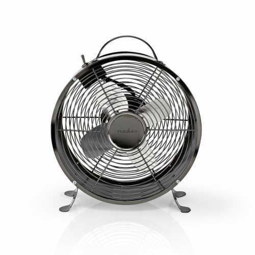 Ventilator de birou retro Nedis, diametru 25 cm, 2-viteze, gri gun metal