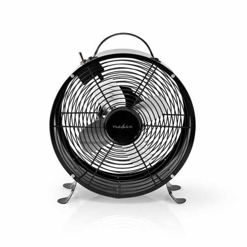 Ventilator de birou retro Nedis, diametru 25 cm, 2-viteze, negru