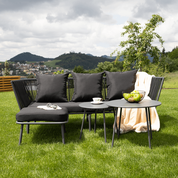 Set de grădină de rattan din 4 bucăţi, negru, MORED [5]