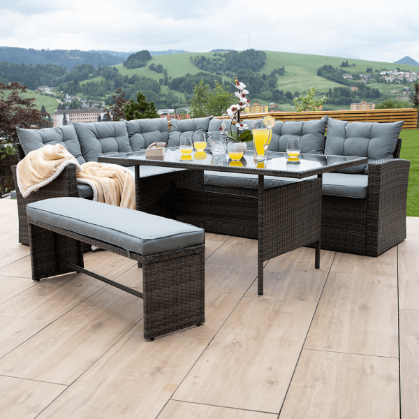 Set de gradina din 3 piese tehno-rattan gri AUREK [3]