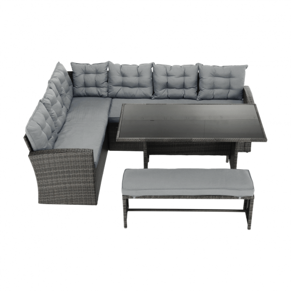Set de gradina din 3 piese tehno-rattan gri AUREK [9]