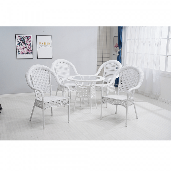 Set de gradina masa 4 scaune alb KOVEN [2]