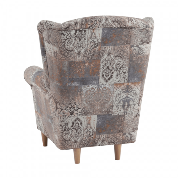 Fotoliu cu taburet tapiterie textil vintage patchwork ASTRID [5]